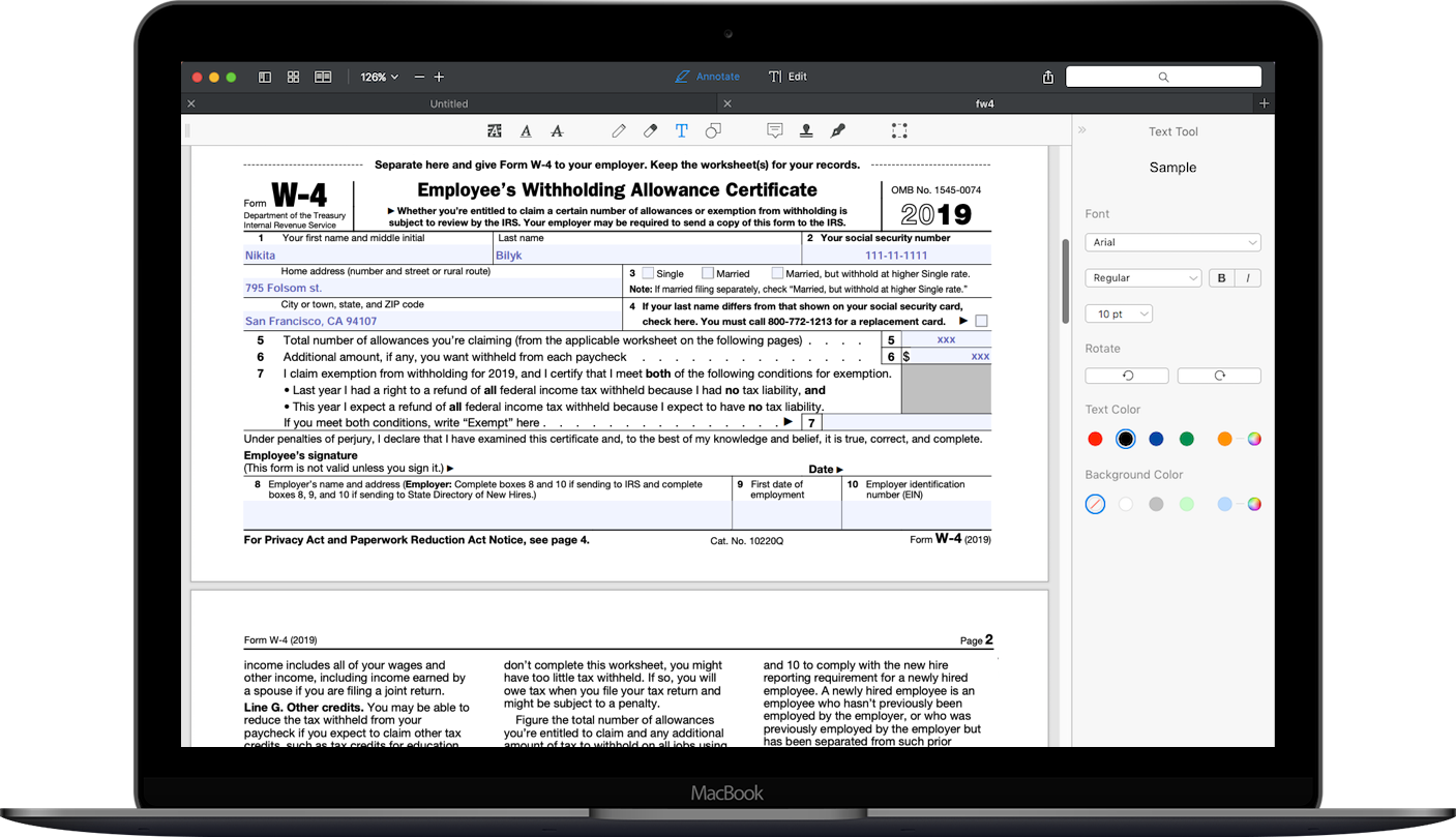 How to fill out 2019-2020 IRS Form W-4 | PDF Expert