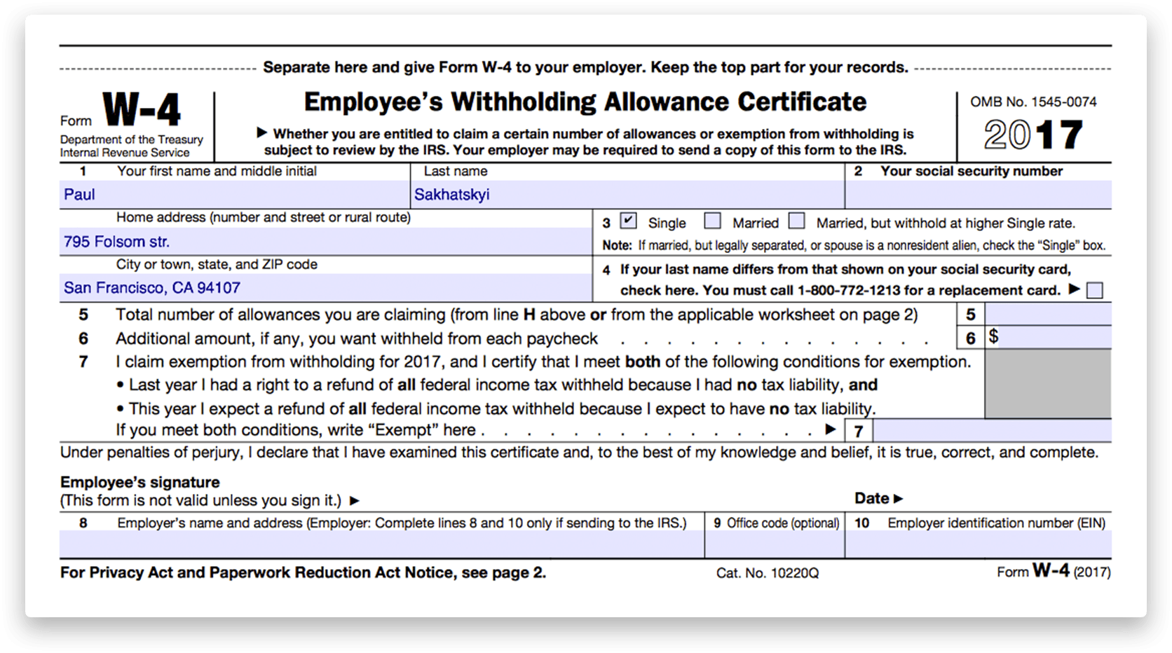 Oregon State W 4 Form