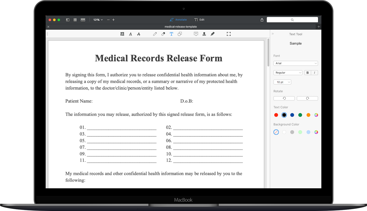 Medical Records Release Form Template from pdfexpert.com